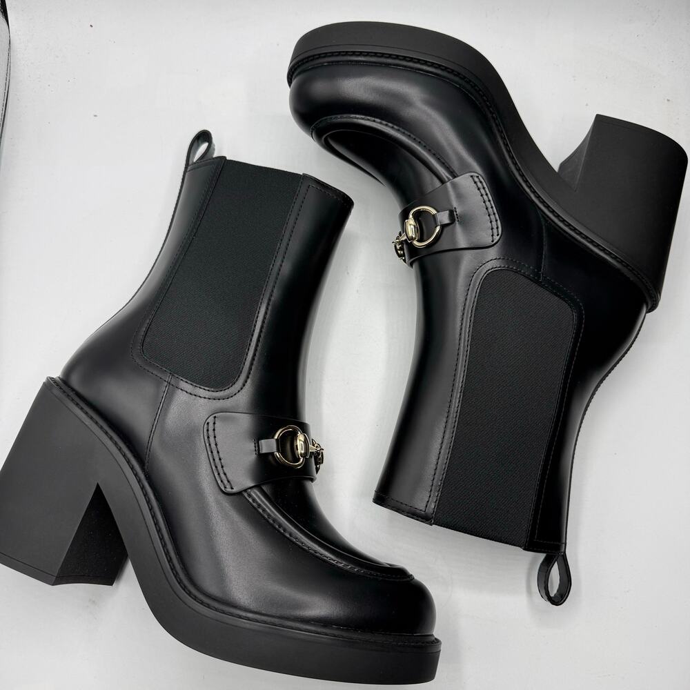 NEW Gucci Horsebit Double Stretch Band Ankle Boot Size EU 39 US 9 Black
